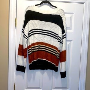 Size: Medium. Brown/Black/White Sweater. Brand: Zesica